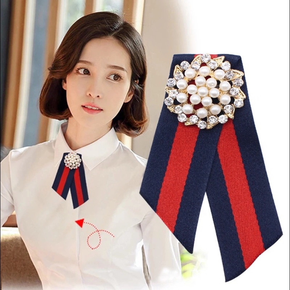 Grosgrain Pearl Brooch
